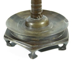 Late Gothic Bronze Pricket-Pan Candlestick, Low Countries, 16th Century