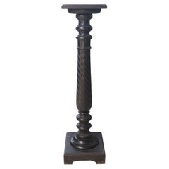 Napoleon III Ebonised Pedestal Column with Spiral Fluted Shaft, 19th Century
