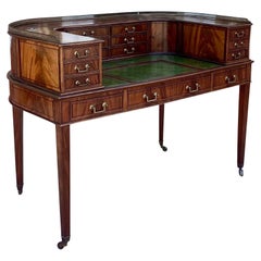 Antique 19th C Inlaid Mahogany Leather Top Carlton House Desk