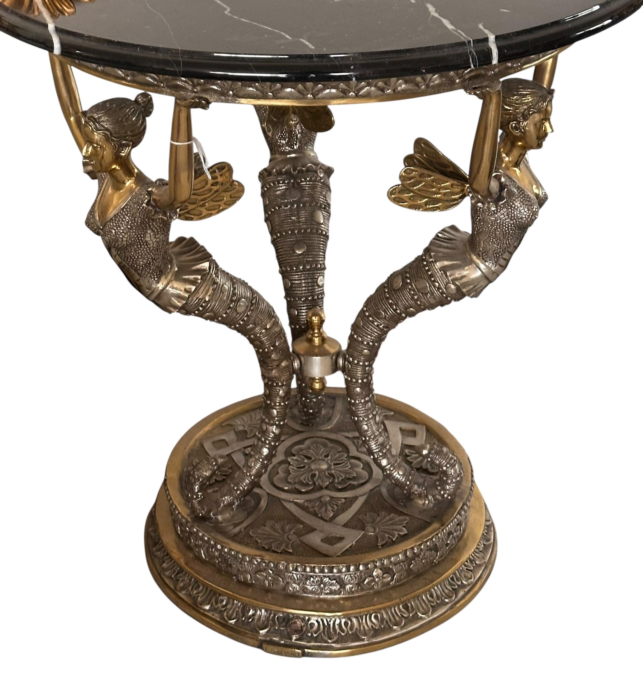 Stile impero Tavolino scultura in bronzo francese di Jules Moigniez - 1 di 2 in vendita