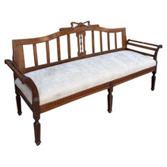 Antique 19c Swedish Gustavian Sofa Settee W Bow Motif
