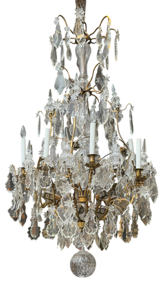 Antique Louis XVI Baccarat French Crystal & Gilt Bronze Chandelier