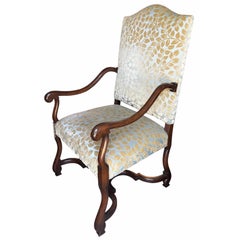 Pair of Michael Taylor Scalamandre Cut Velvet Upholstered Armchairs.