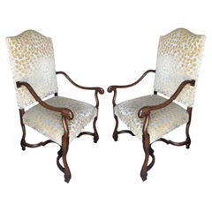 Pair of Michael Taylor Scalamandre Cut Velvet Upholstered Armchairs.
