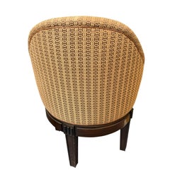 Art Deco Style Leather & Horse Hair Upholstered Swivel Slipper Chair.