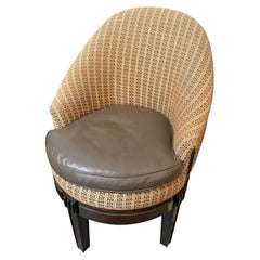 Art Deco Style Leather & Horse Hair Upholstered Swivel Slipper Chair.