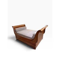 Antique Mahogany Inlaid Sleigh Bedframe for Daybed