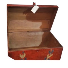 Antique Swedish Folk Art Hand Painted Trunk on Stand