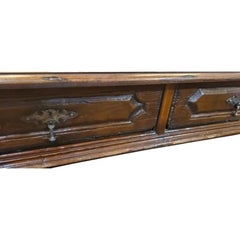 Antique Early 19c Spanish Colonial Walnut 2 Drawer Writing Table Desk