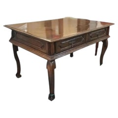 Antique Early 19c Spanish Colonial Walnut 2 Drawer Writing Table Desk