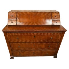 Antique 19th Century Italian Marquetry Inlaid Secretary Desk