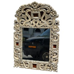 18c Style Silver Giltwood & Faux Tortoise Shell Portuguese Mirror