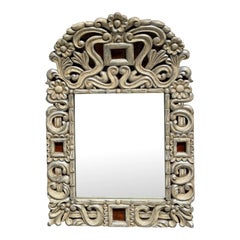 18c Style Silver Giltwood & Faux Tortoise Shell Portuguese Mirror