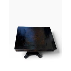 Antique Chinese Export Regency Black Chinoiserie Game Table
