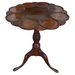 Antique 18c George III Style Carved Mahogany Tilt Top Supper Table