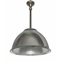 1 of 3 - Large Vintage Industrial Chic Holophane Pendant Light