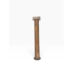 Antique Neoclassical Corinthian Column in Faux Marble Painted Wood