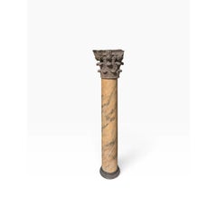Antique Roman Corinthian Column in Faux Marble Painted Wood
