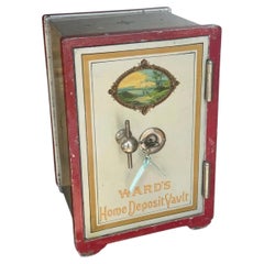 Antique Ward's Home Deposit Vault Personal Safe With Key