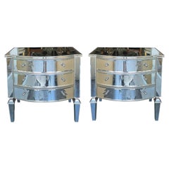 Pair of Art Deco Nancy Corzine Signed Mirrored Nightstands
