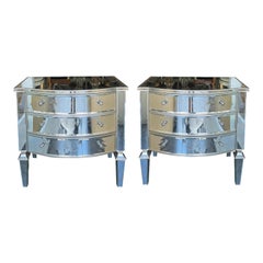 Pair of Art Deco Nancy Corzine Signed Mirrored Nightstands