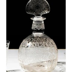 1990s Baccarat Marillon Etched Crystal Decanter With Michelangelo Sherry Glasses