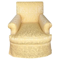 Nancy Corzine Alistair English Roll Arm Club Chair in Yellow Matelasse Fabric