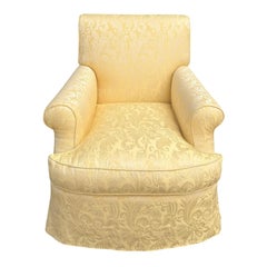 Nancy Corzine Alistair English Roll Arm Club Chair in Yellow Matelasse Fabric