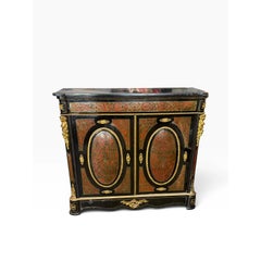 Antique French Napoleon III Black Marble & Inlaid Cabinet - André-Charles Boulle