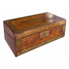 Antique Regency Brass Inlaid Lap Desk Box