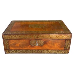 Antique Regency Brass Inlaid Lap Desk Box
