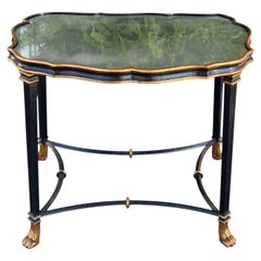 1 of 2 Dennis & Leen Regency Style Bland & Gold Mirror Top Side Table