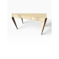 Nancy Corzine Signed Ivory White Lacquer Writing Table Vanity Desk