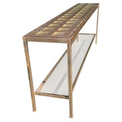 Modern Nancy Corzine Silver Gilt Metal Delmonaco Console Table
