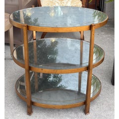 Modern Three Tier Mirrored Gilt Metal Side Table