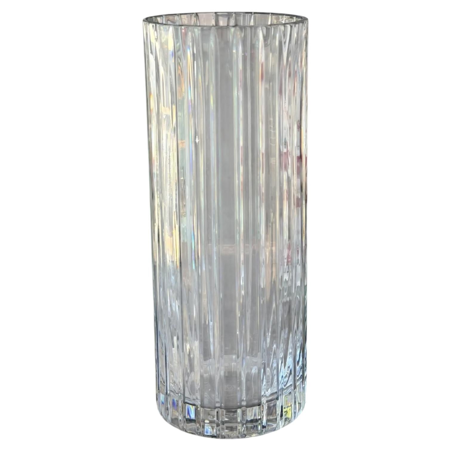 Pre-owned Baccarat Huge Signed  Harmonie French Crystal Vase In Clear