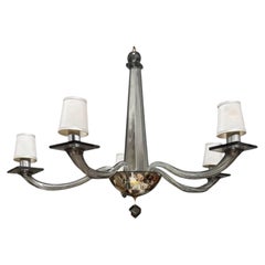 Donghia Stellare Smoked Murano Glass 5 Arm Chandelier