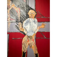 Peinture à l'huile expressionniste originale de Michael Hafftka représentant un nu masculin
