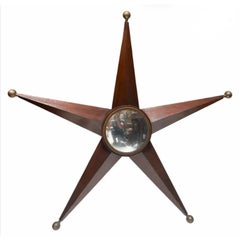 Modern Star Form Starburst Convex Mirror in Dark Walnut