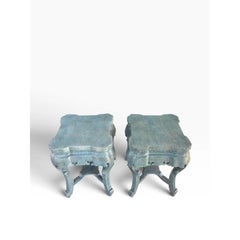 Pair of Ming Style Faux Jade Chinese Side Tables