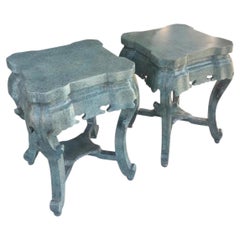 Pair of Ming Style Faux Jade Chinese Side Tables