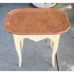 French Provincial Painted Side Table W Faux Marble Top
