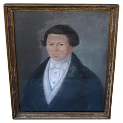Antique Biedermeier Portrait Painting of a Biedermeier