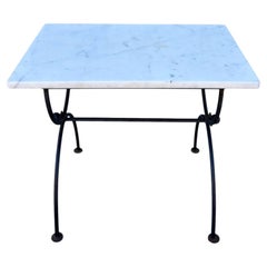1 of 2 Mid Century Modern Wrought Iron & Marble Top Side Table