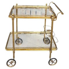 Vintage Maison Jansen Brass Drinks Trolley Bar Cart