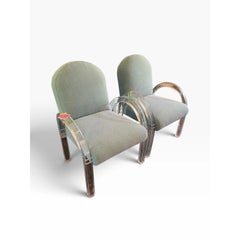 Ein Paar „Mid-Century-Modern“-Stühle von Charles Hollis Jones aus blauem Samt und Lucite
