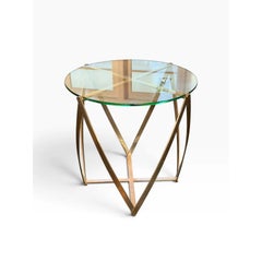 John Vesey Steel & Glass Top Spool Drinks or Side Table