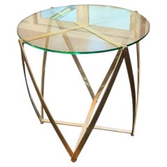 John Vesey Steel & Glass Top Spool Drinks or Side Table