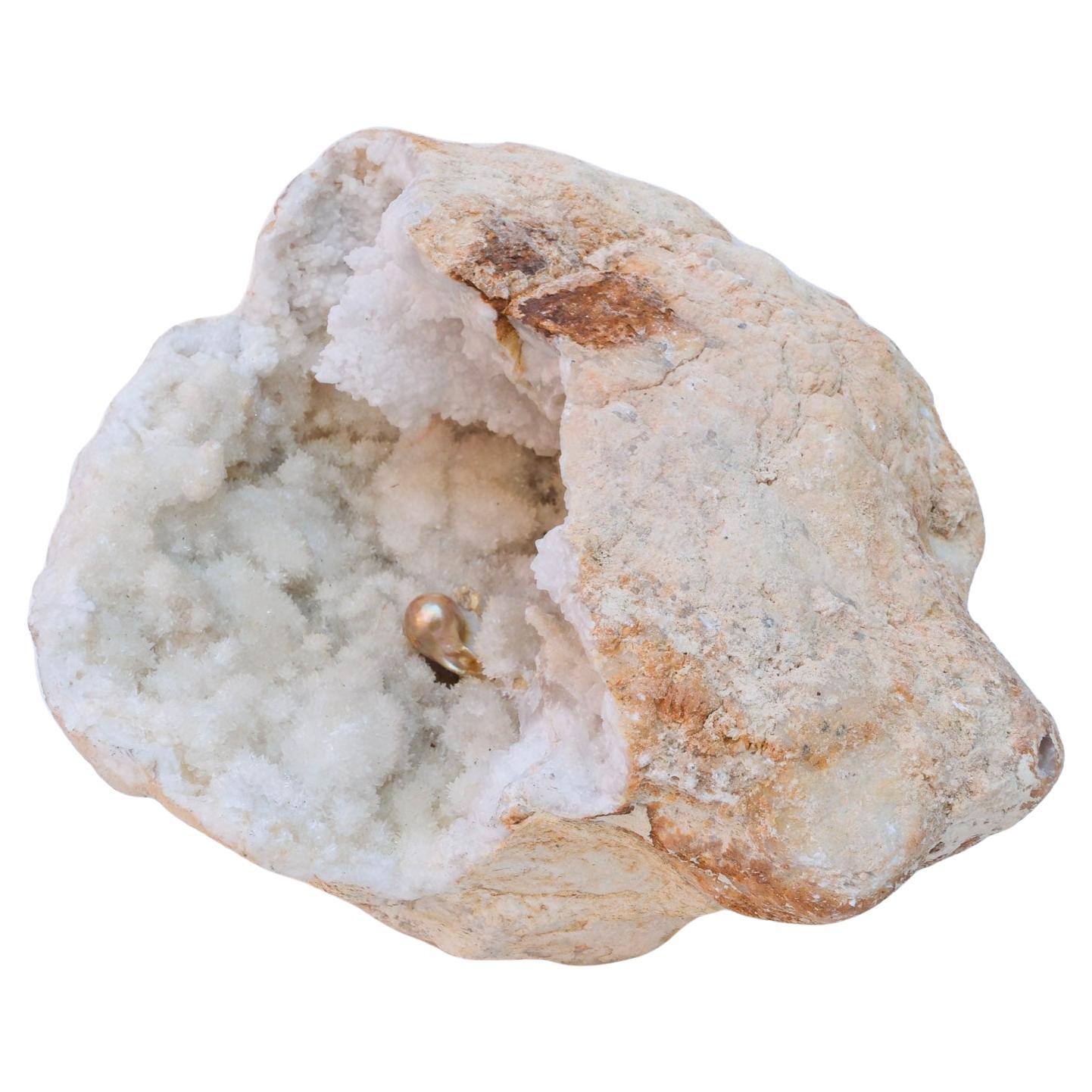 Large Crystal Geode with a Baroque Pearl