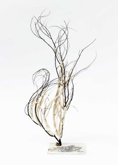 Sculptural Black Sea Whip on a Fossil Dendrite Base